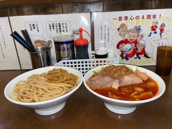 「つけ麺（野菜・アブラ）+現金ＴＰメンマ」@麺屋 歩夢の写真
