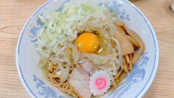 「サッポロ赤星+etc→油そば+生たまご(¥1,500)」@らーめん 高尾の写真