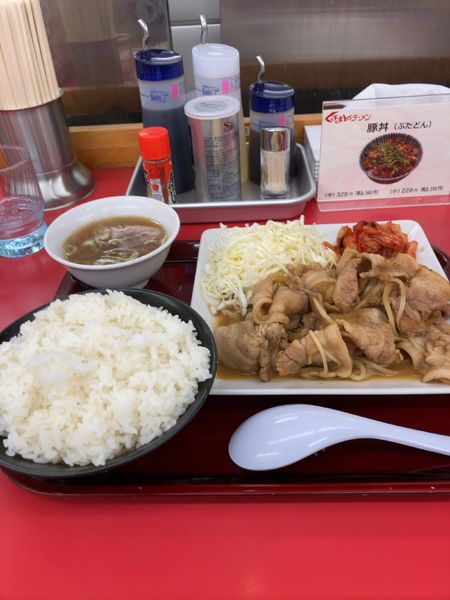 「みそらーめん＆焼肉定食」@くるまやラーメン 新座店の写真