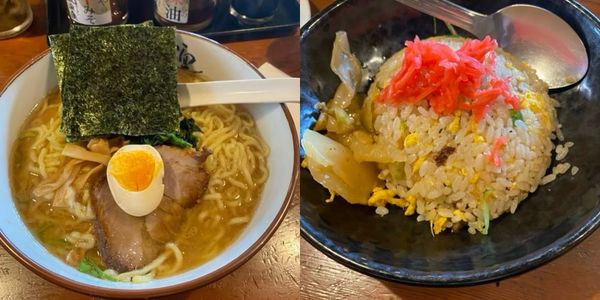 「ラーメン大盛り　半チャーハン」@横濱家 大和店の写真