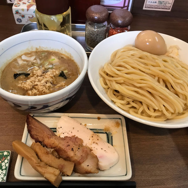 「味玉鷄ほぐしつけめん」@つけめん さなだの写真