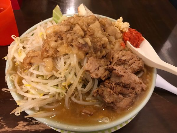 「ミニラーメン（味噌変更）全マシ、辛玉」@龍麺 ふえ郎の写真