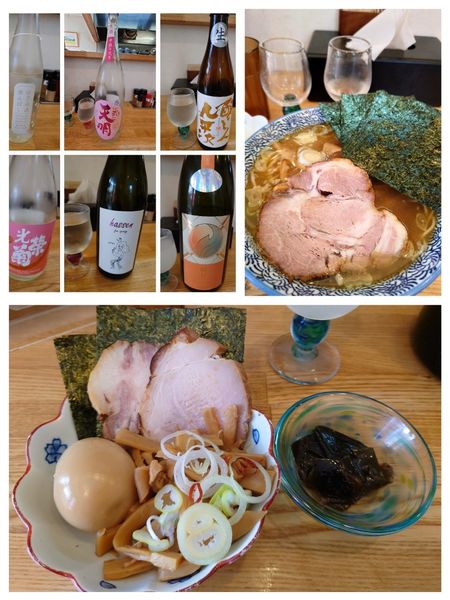 「特製中華そば＋のり＋メンマ＋プレミアム日本酒×6」@中華そば専門 とんちぼの写真