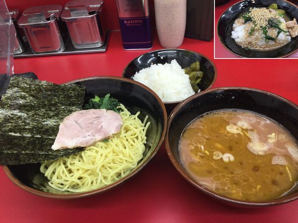 「つけ麺並　６５０円　硬め濃いめ多めライス」@横浜ラーメン 武蔵家 北千住西口店の写真