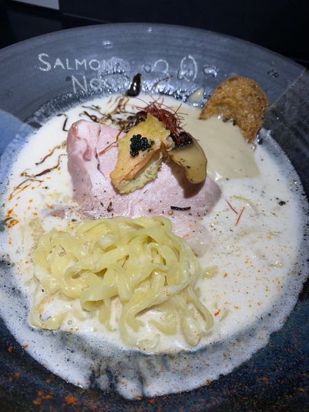 「ポルチーニサーモン+ランチサーモン飯1030+150」@サーモンnoodle3.0の写真