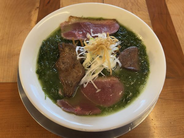 「【限定】小砂川産アオサ白湯中華そば」@湯の台食堂の写真