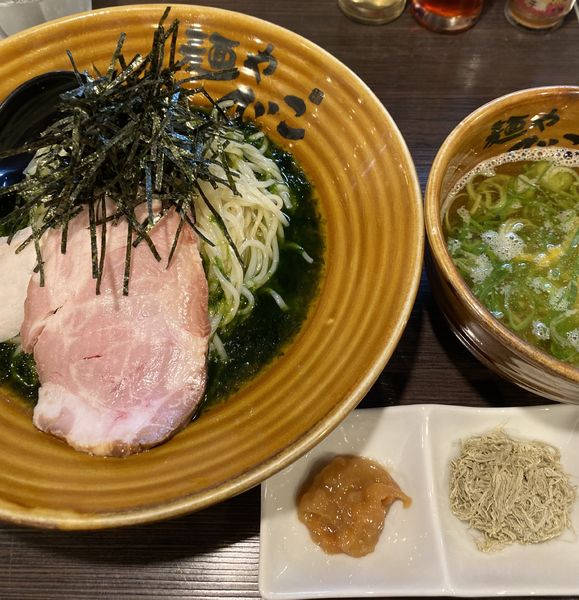 「【限定】生海苔昆布水の煮干しつけそば　１１５０円」@麺や でこの写真