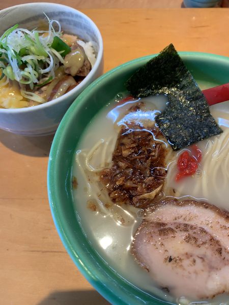 「喜楽々らーめん太麺（750円）+ちゃーしゅー飯（200円）」@麺匠 喜楽々の写真