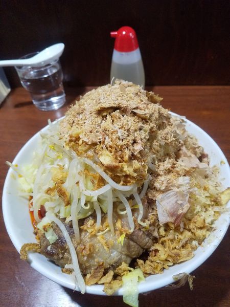 「辛麺 汁なし1000円(麺少なめ・ニンニク)」@D麺の写真