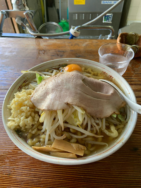 「ラーメン大盛＋生たまご」@極太濁流ラーメン ら・けいこ 本店の写真