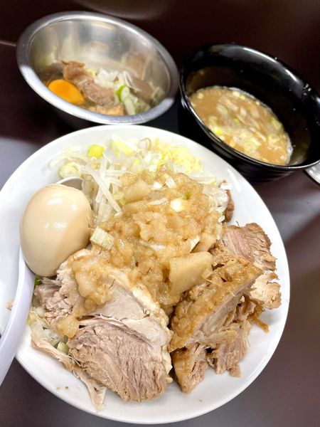 「つけ麺＋ほぐし豚＋スキヤキ」@ラーメン一心の写真