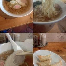 『手打ち佐野ラーメン+焼餃子3個(¥690+300)』