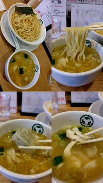 「『梅塩つけ麺+大盛+しそワンタン4個』」@らーめん 一葉の写真