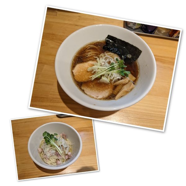 「醤油らーめん900円＋和え玉（塩）250円」@らーめん酒房 しのやの写真