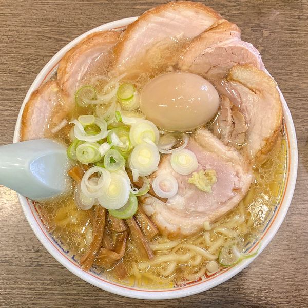 「塩中華そば ¥740 肉 ¥300 味玉 ¥100」@丸中華そばの写真