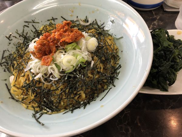 「油ねぎからしそば大盛醤油　ワカメ」@ラーメン屋 麺一 溝の口店の写真