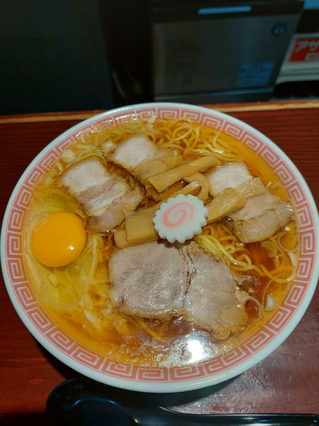 「月見中華そば大盛」@中華そば えもとの写真