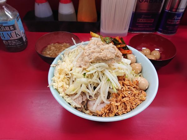 「ゆず汁無し ヤサイ アブラ ニンニク ニラダレ あまーい脂」@ラーメン二郎 中山駅前店の写真