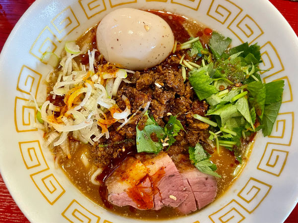 「冷やし担々麺900円+味玉」@鴨だしらーめん 鴨福の写真