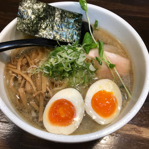 「中華そば+こってり背脂増し+肉ごはん」@中華そば 西のの写真