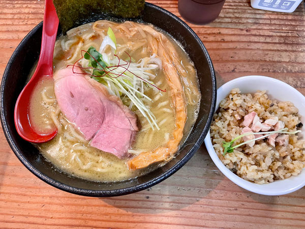 「濃厚牡蠣そば貝飯セット」@貝だしラーメン 貝ガラ屋の写真