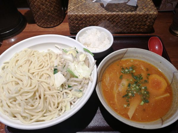 「限定　辛味噌つけ麺　　900円　半ライスサービス」@老麺魂の写真