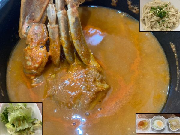 「濃厚カニつけヌードル(タピオカ入り平打ち麺)＋α」@Tomato&みそヌードル 慶次の写真