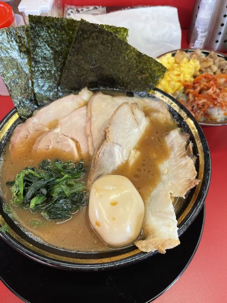 「チャーシューメン3枚＋トロバラ各1＋味玉＋3食丼¥1,380」@家系ラーメン王道家直伝 との丸家 松飛台店の写真