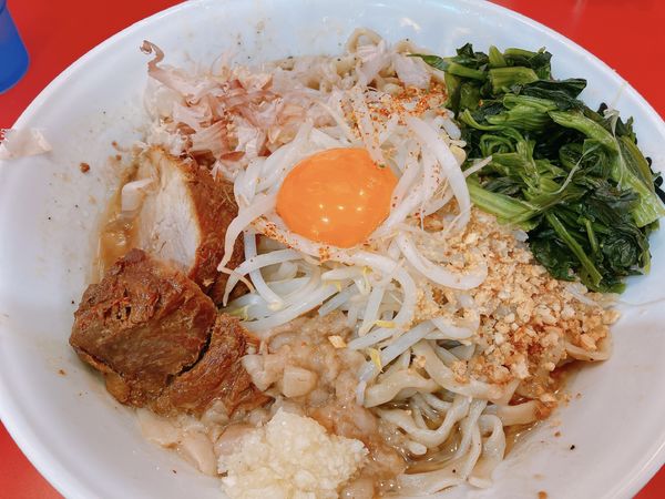 「まぜそば（小）＋ほうれん草」@麺屋 桐龍 久喜店の写真