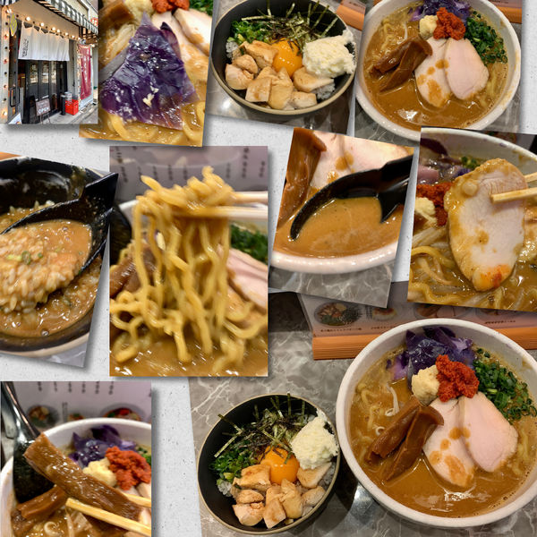 「濃厚辛海老味噌らーめん950円+炙り鶏のトリュフバターご飯」@Shrimp Noodle マルコ俱楽部の写真