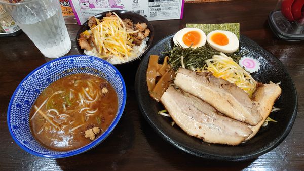 「ネギつけそば（小） 850円+賄いチャーシュー丼 280円」@麺屋こうきの写真