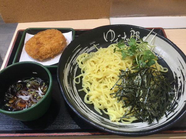 「朝ラー・冷＋コロッケ（￥370+クーポン）」@ゆで太郎 竹橋店の写真