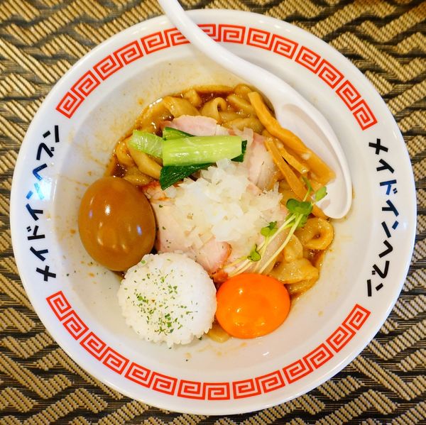 「油そば（ミニ）＋味玉＋卵黄＋スーパードライ（小瓶）」@メイドインヘブンの写真