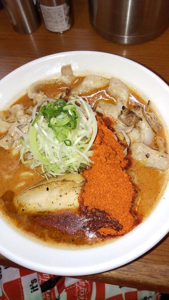 「辛口炙り肉ソバ味噌　レベル４」@麺と肉 だいつる ひるドラ鶴橋の写真