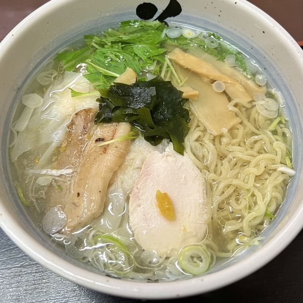 「ゆず塩海老ワンタンメン」@花鳥風月 酒田本店の写真