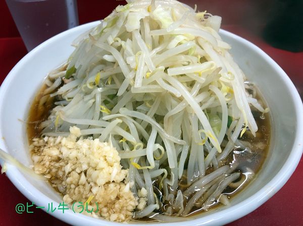 「小ラーメン(750円)ニンニク、キムチ(100円)」@ラーメン二郎 越谷店の写真