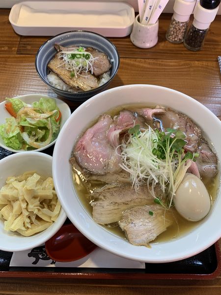 「炙りチャーシュー丼(ミニ)＋チャーシューめん 1300円」@麺屋ふくの写真