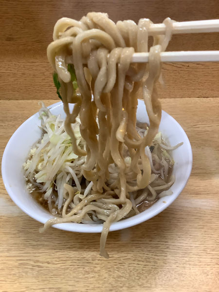 「ラーメン　麺少なめ　ニンニクマシアブラマシ」@ラーメン二郎 環七新新代田店の写真