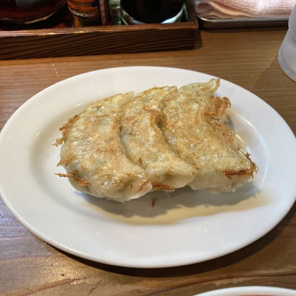 「手作り餃子セット（餃子3個、ライス小）￥350」@中華そば 弥惣吉の写真