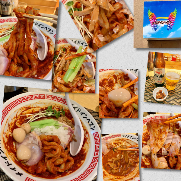 「辛ミニ730円＋にんにくうずら＋🍺」@メイドインヘブンの写真