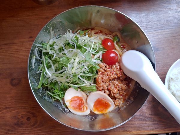 「冷やし豆乳タンタンメン　半熟味付玉子」@ラーメン魁力屋 西大須店の写真