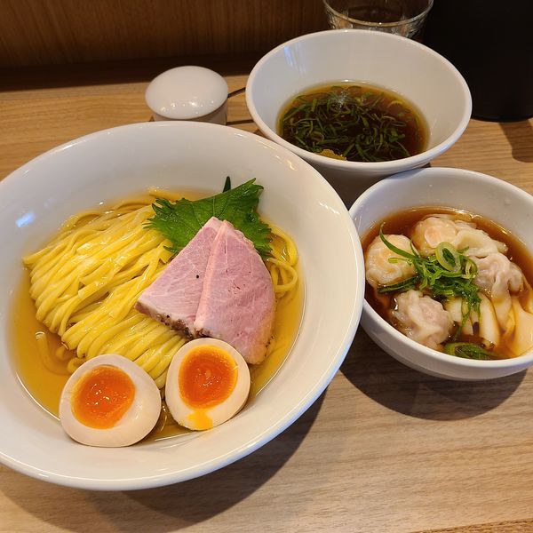 「つけ麺(昆布水·二種の雲呑)¥1150+味玉¥100」@支那蕎麦 澤田の写真