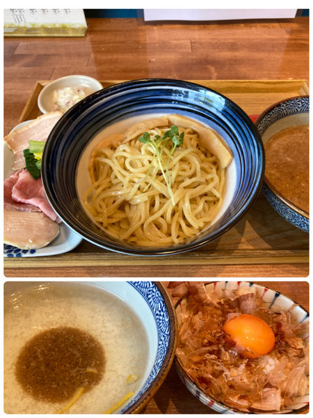 「つけ麺（つけ汁鶏白湯）+卵かけご飯」@麺や 柚葉の写真