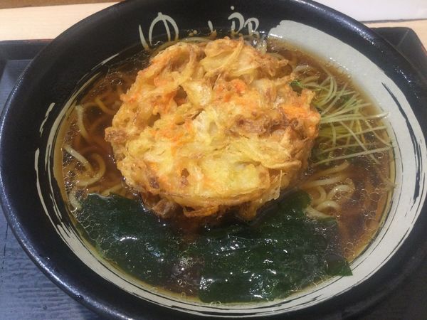 「【期間限定】朝ラー+かき揚げ(¥370+クーポン)」@ゆで太郎 淡路町店の写真