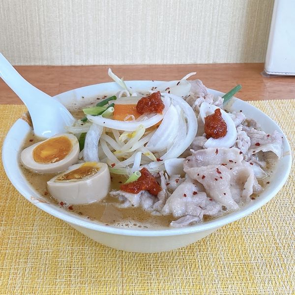 「豚三座＋煮玉子」@麺や 福々三座の写真