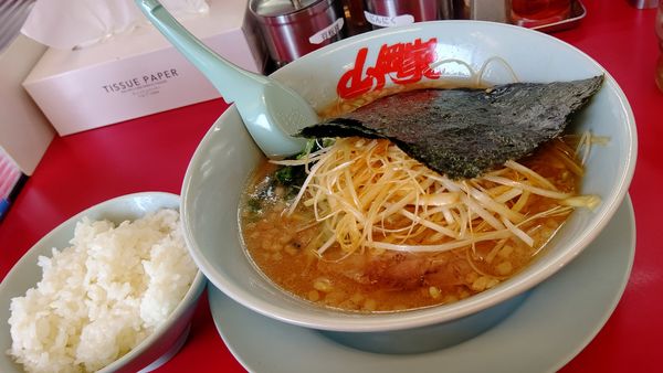 「サービス券ラーメン醤油&半ライス、白髪ネギ２５０円」@ラーメン山岡家 上三川店の写真