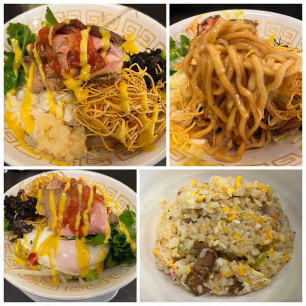 「ヌードルパフェ(まぜsoba)1080円 半炒飯 320円」@メンショップ アキラの写真