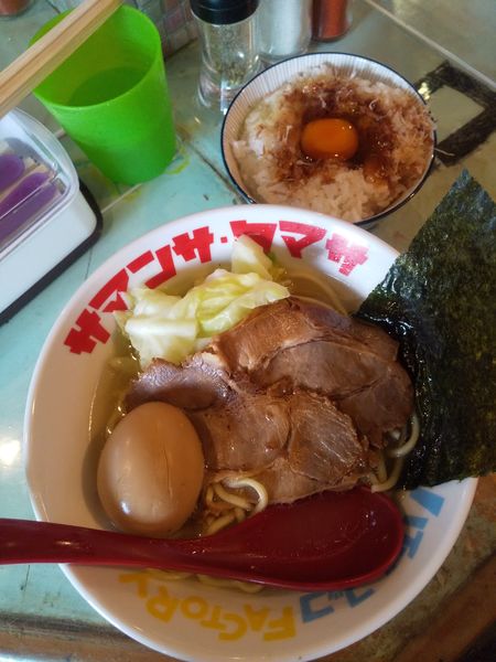 「朝ラー(塩)500円味付け玉子100円TKG100円」@ハイデン.コッコFACTORYサマンサ・タマサの写真