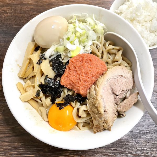 「【限定】明太油そば大￥950＋ライス￥100」@ラーメン一心の写真