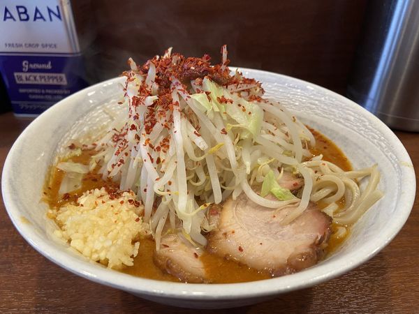「ミニみそラーメン（ﾔｻｲ ﾆﾝﾆｸ ｱﾌﾞﾗ ﾄｳｶﾞﾗｼ）」@麺屋 づかちゃんの写真